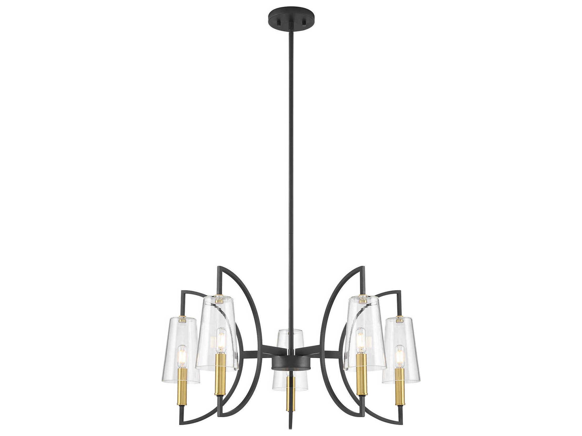 Savoy House Hanley 5-Light Matte Black And Warm Brass Empire Linear Chandelier
