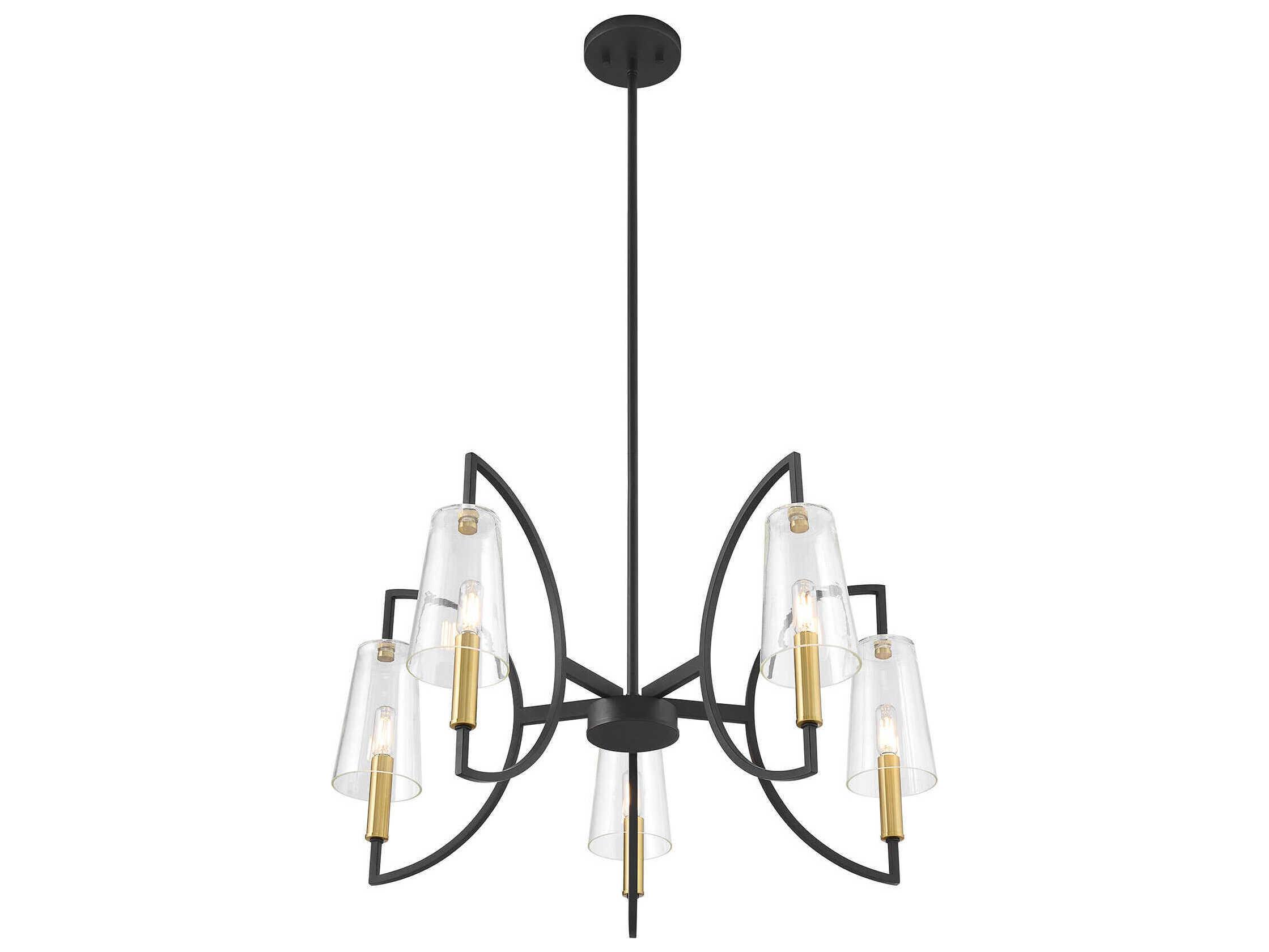 Savoy House Hanley 5-Light Matte Black And Warm Brass Empire Linear Chandelier