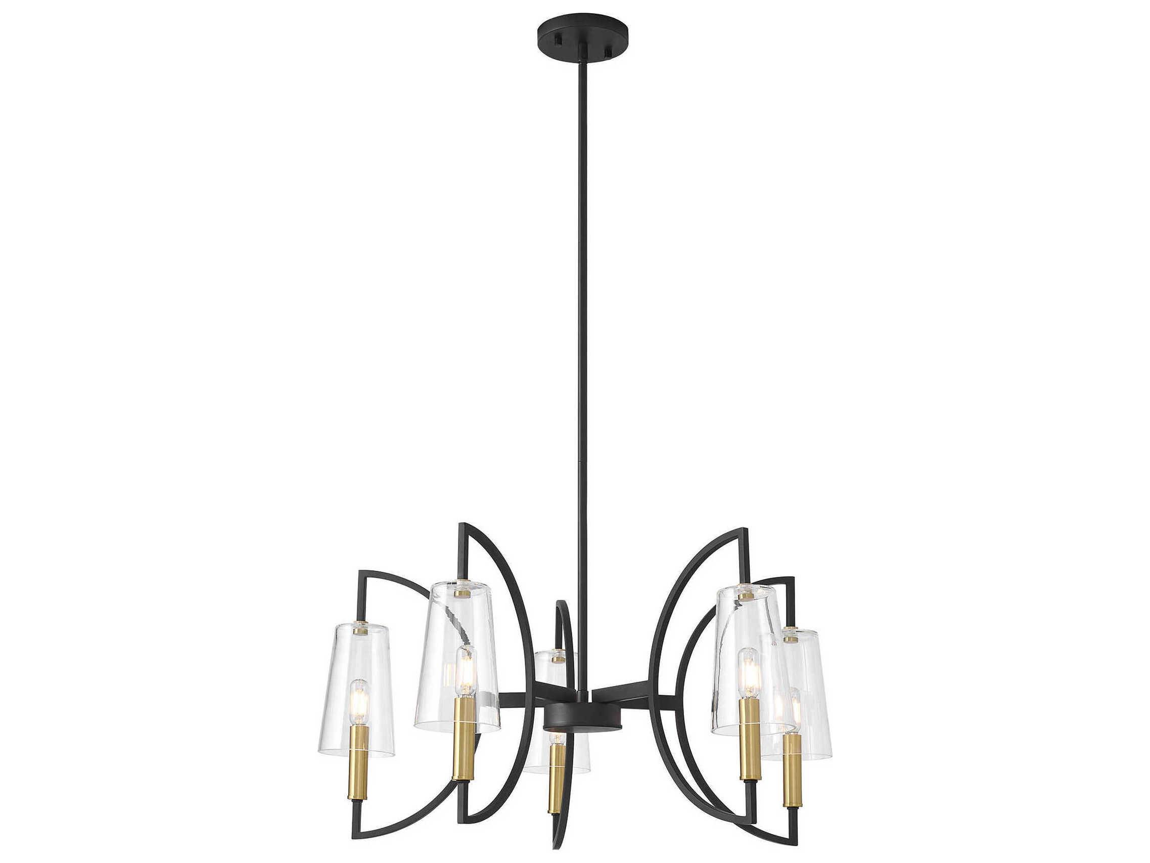Savoy House Hanley 5-Light Matte Black And Warm Brass Empire Linear Chandelier
