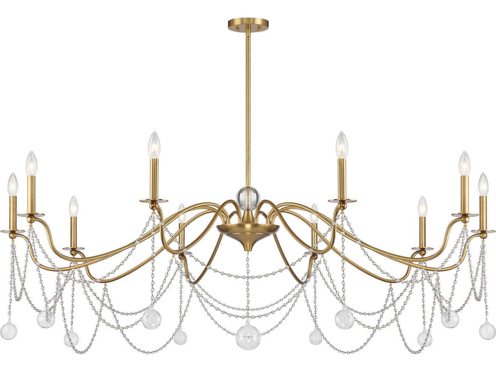 Savoy House Mariposa 10-Light Warm Brass Candelabra Chandelier