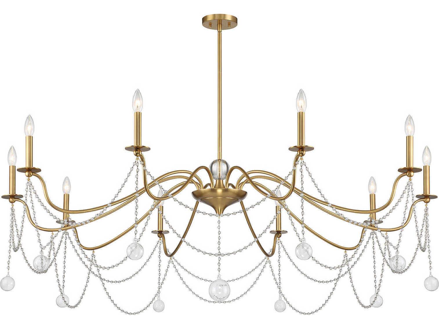 Savoy House Mariposa 10-Light Warm Brass Candelabra Chandelier