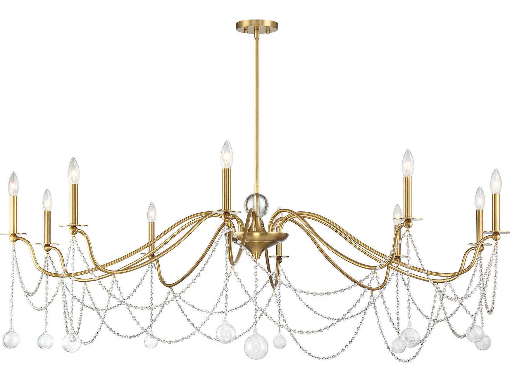Savoy House Mariposa 10-Light Warm Brass Candelabra Chandelier