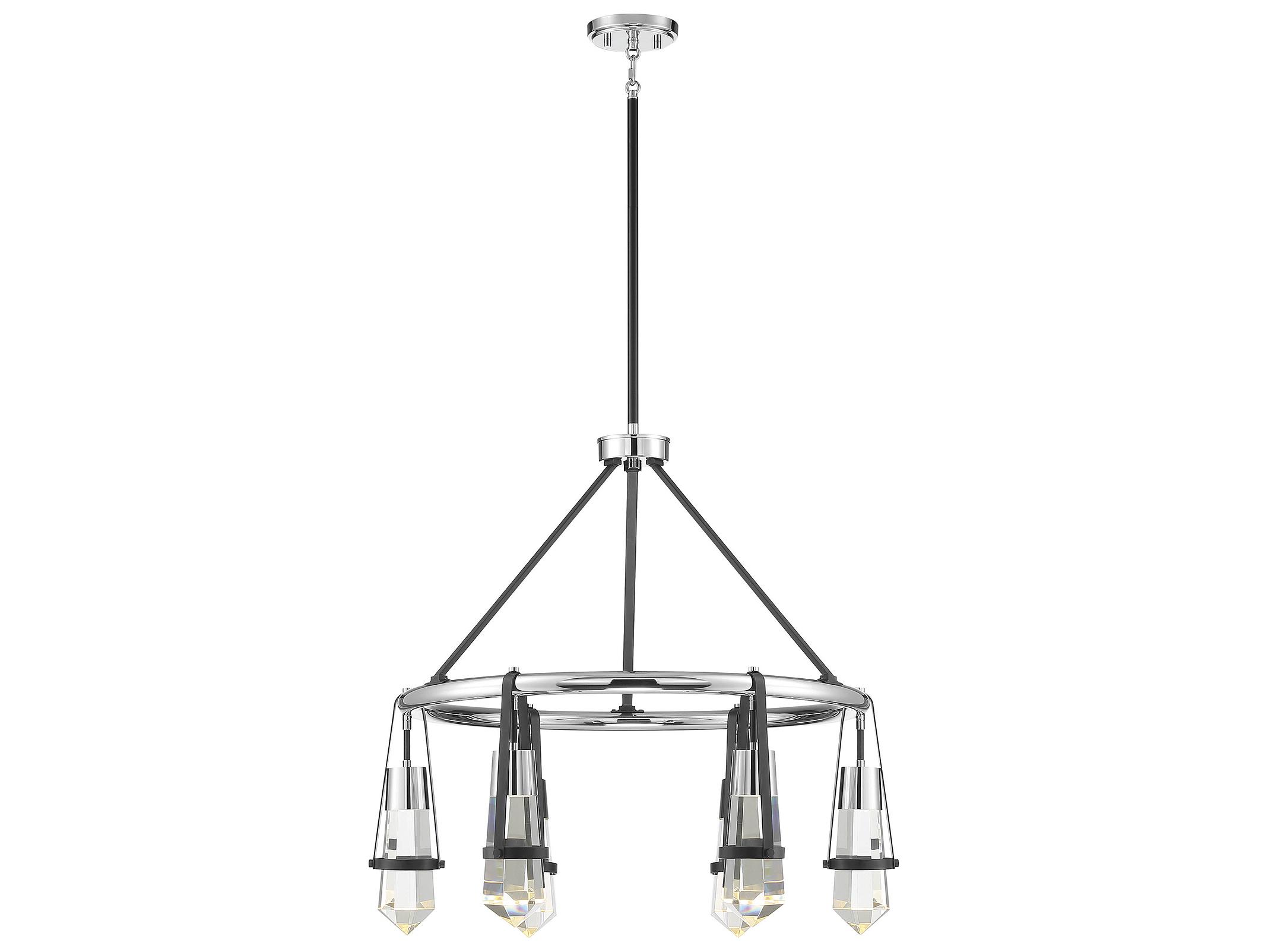 Savoy House Denali 6-Light Matte Black Polished Chrome Crystal LED Round Chandelier
