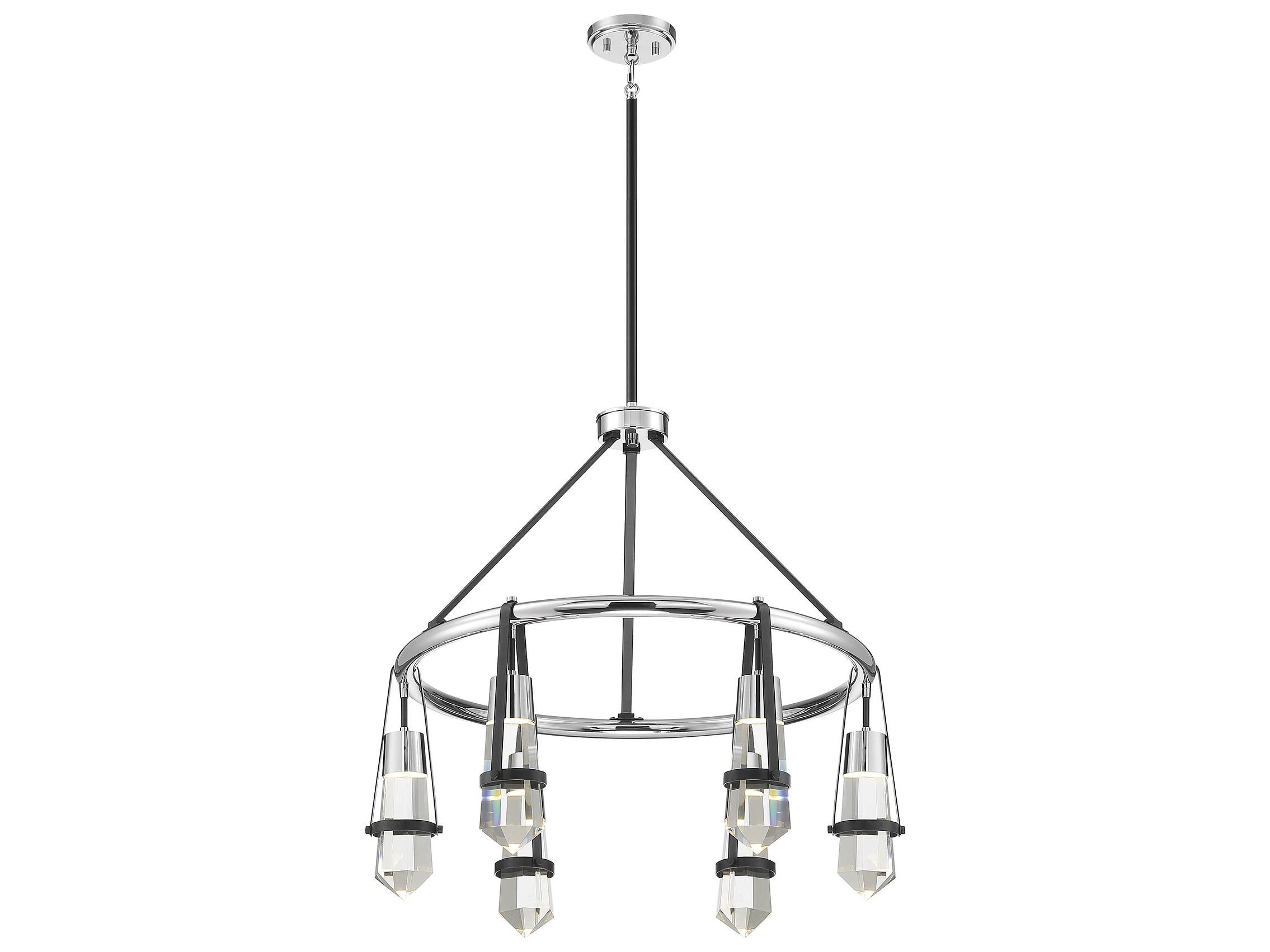 Savoy House Denali 6-Light Matte Black Polished Chrome Crystal LED Round Chandelier
