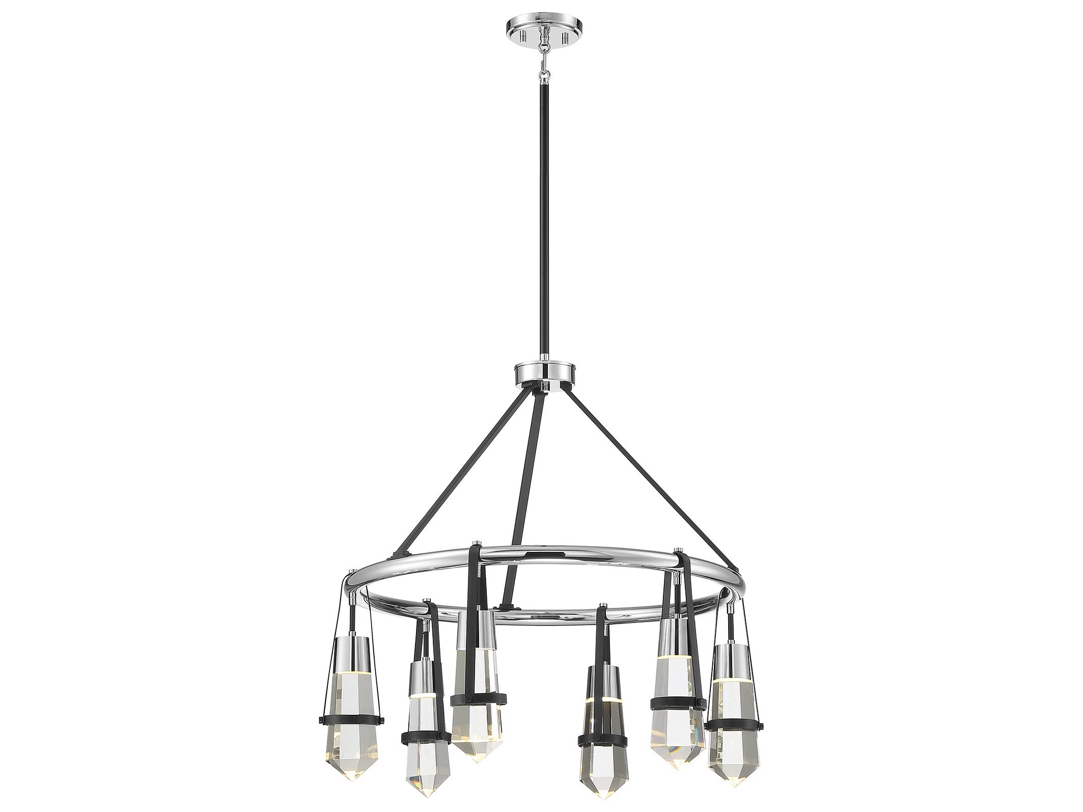 Savoy House Denali 6-Light Matte Black Polished Chrome Crystal LED Round Chandelier
