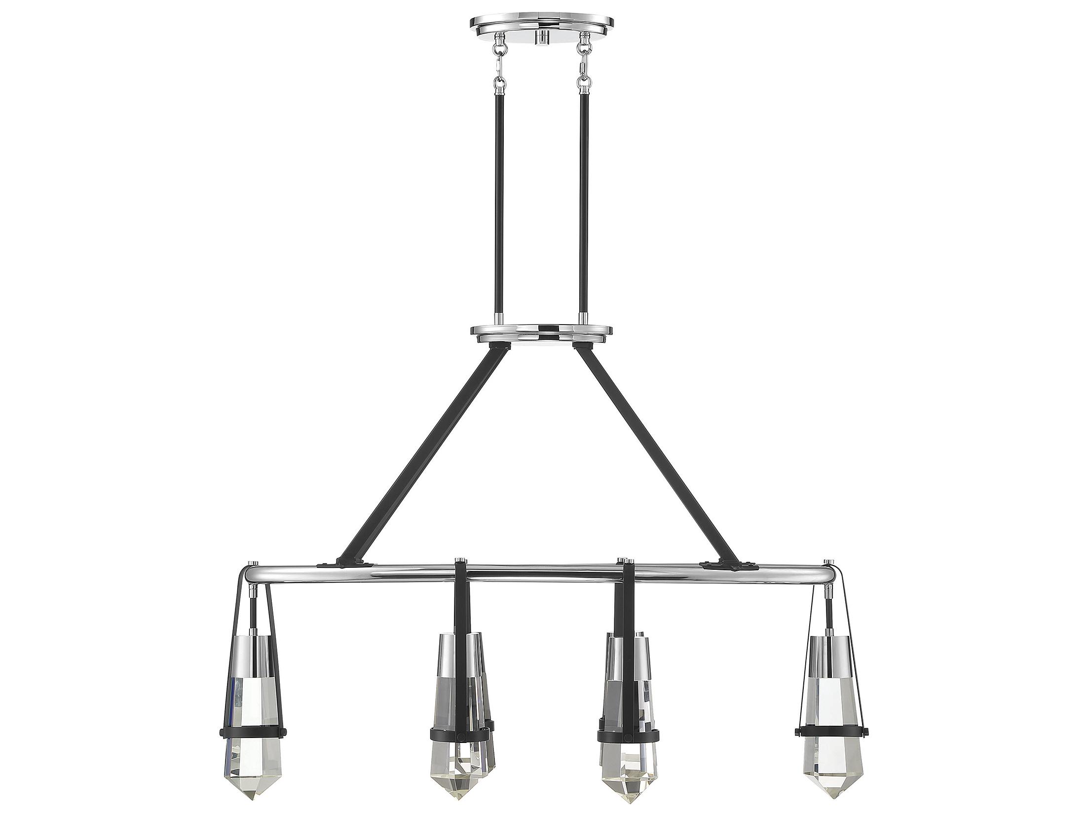 Savoy House Denali 6-Light Matte Black Polished Chrome Crystal LED Linear Island Pendant