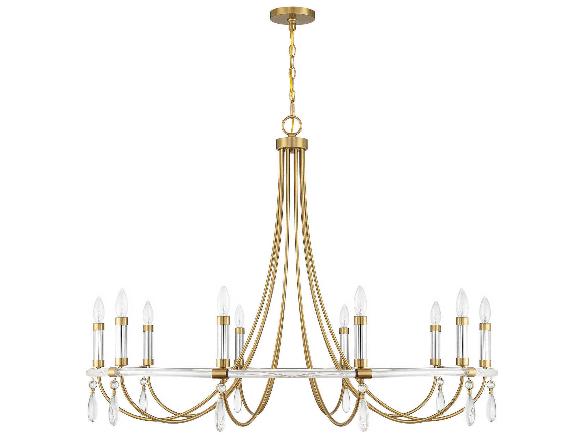 Savoy House Mayfair 10-Light Warm Brass Chrome Candelabra Chandelier