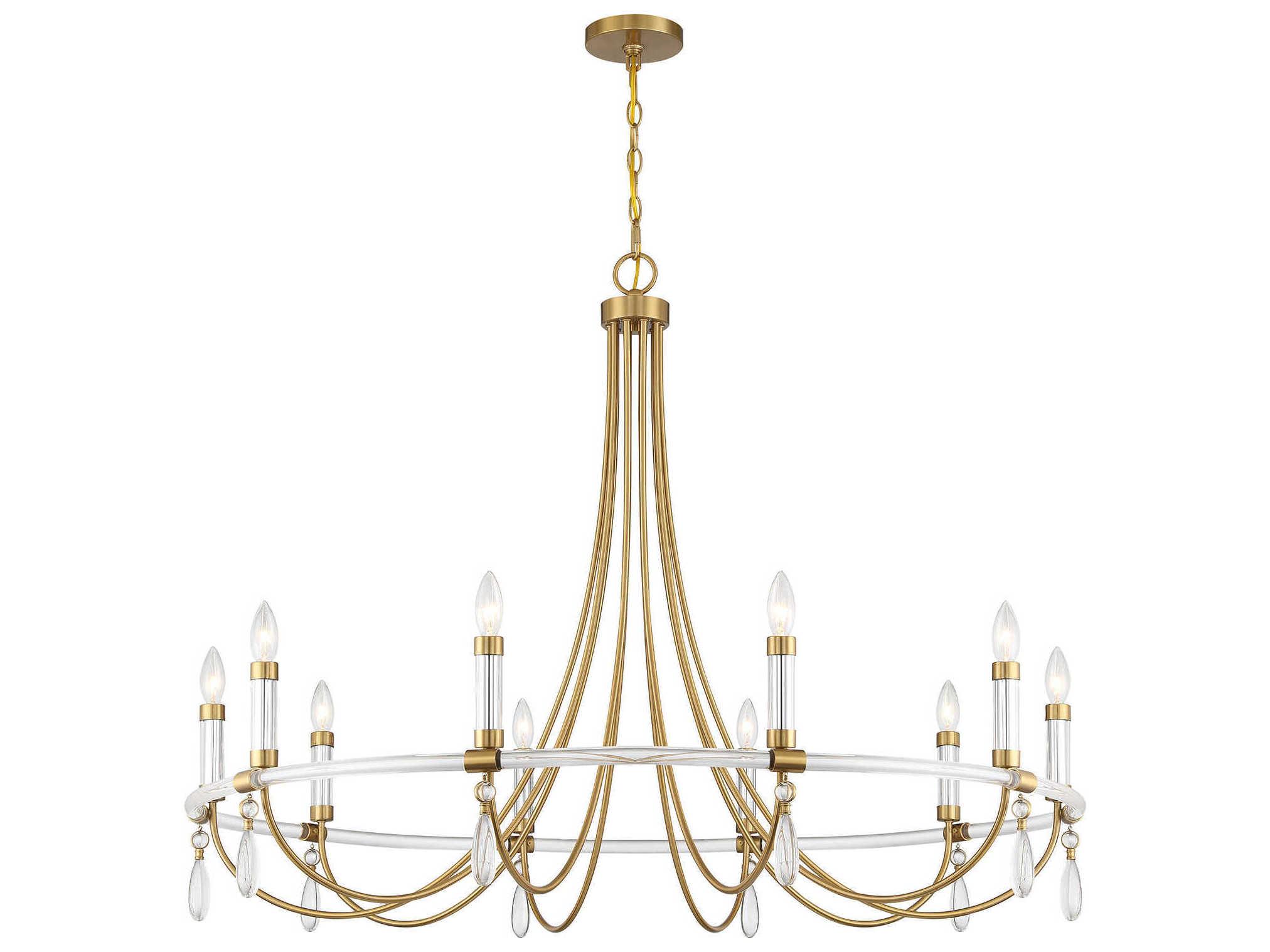 Savoy House Mayfair 10-Light Warm Brass Chrome Candelabra Chandelier