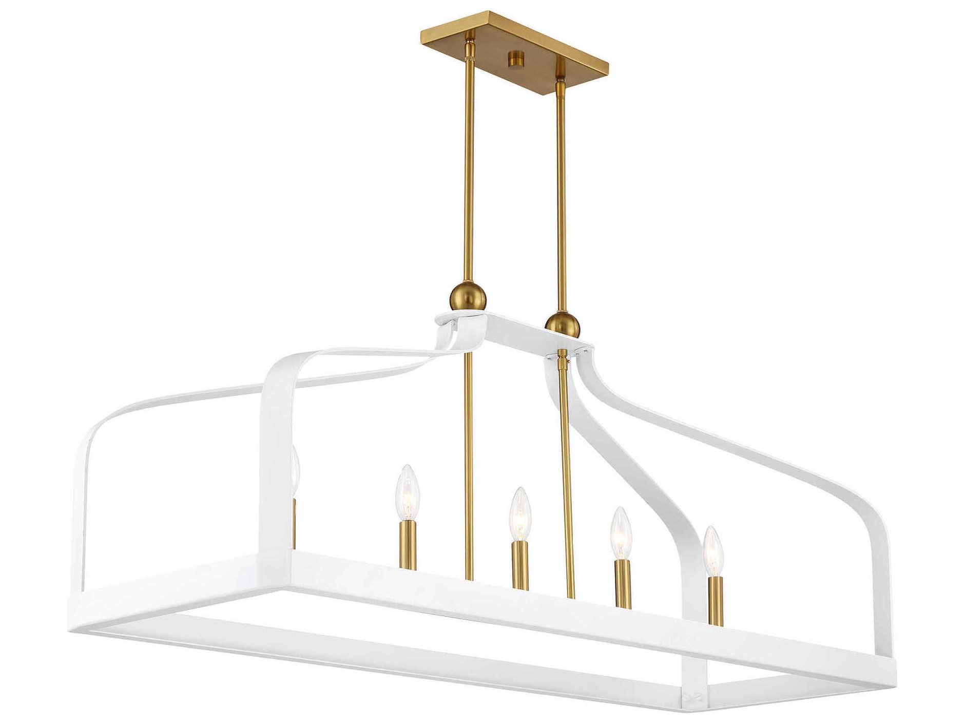 Savoy House Sheffield 5-Light White Warm Brass Island Pendant