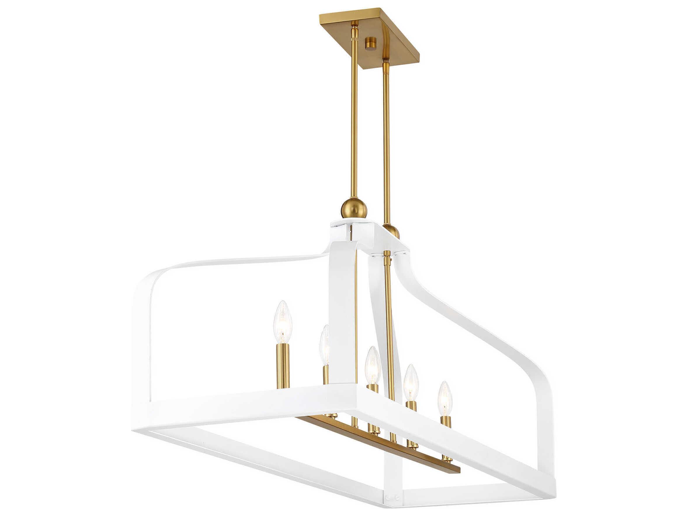 Savoy House Sheffield 5-Light White Warm Brass Island Pendant