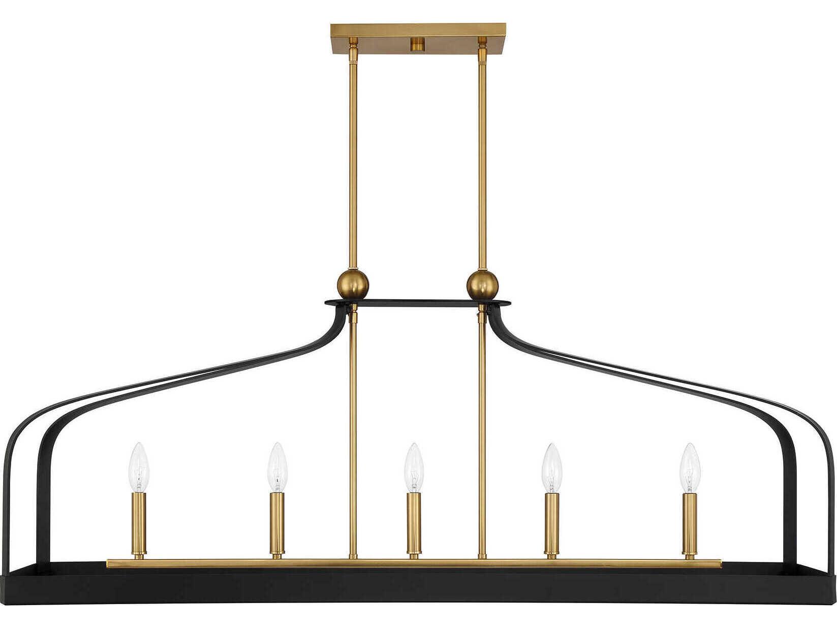 Savoy House Sheffield 5-Light Matte Black Warm Brass Island Pendant