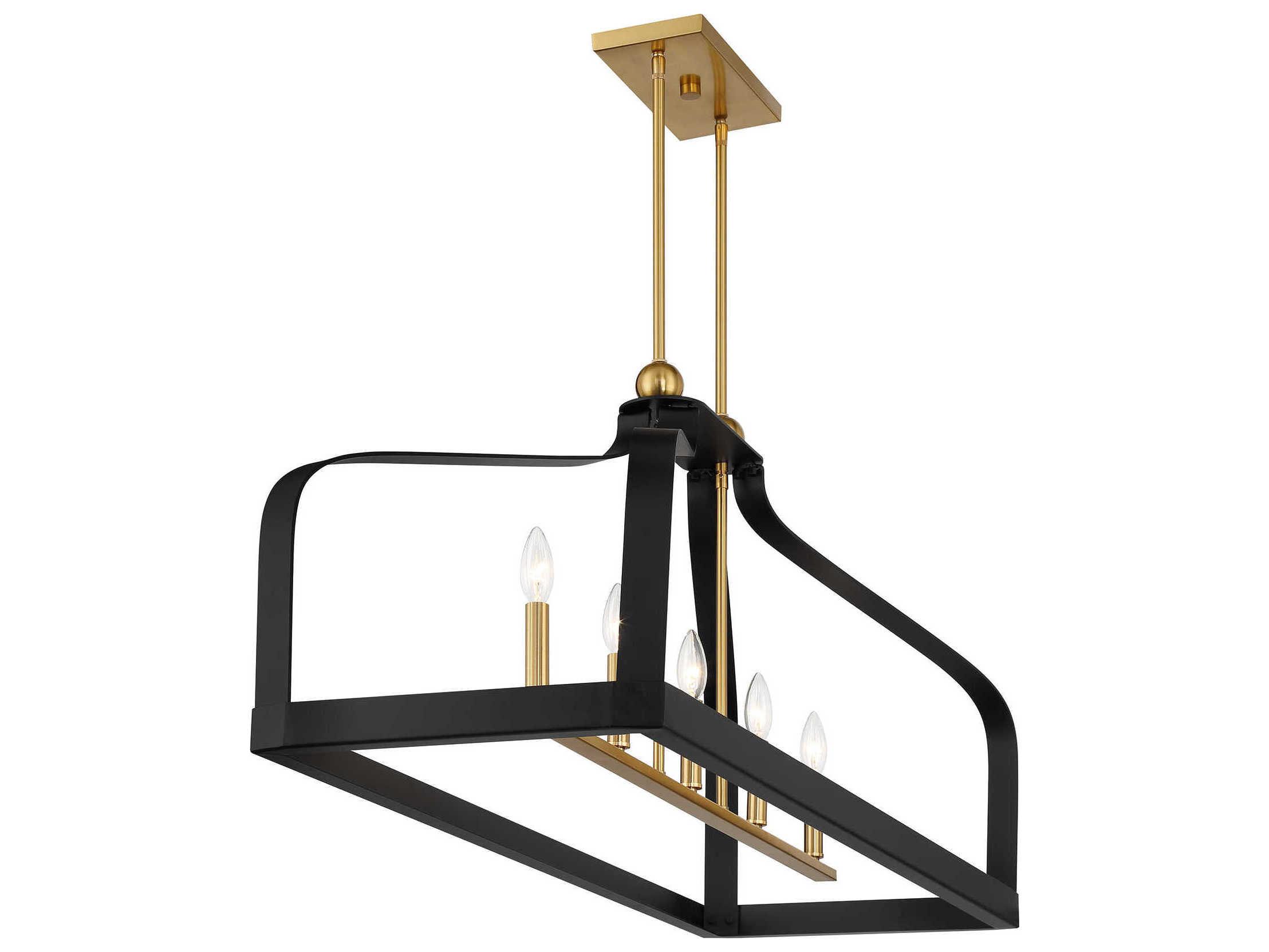 Savoy House Sheffield 5-Light Matte Black Warm Brass Island Pendant