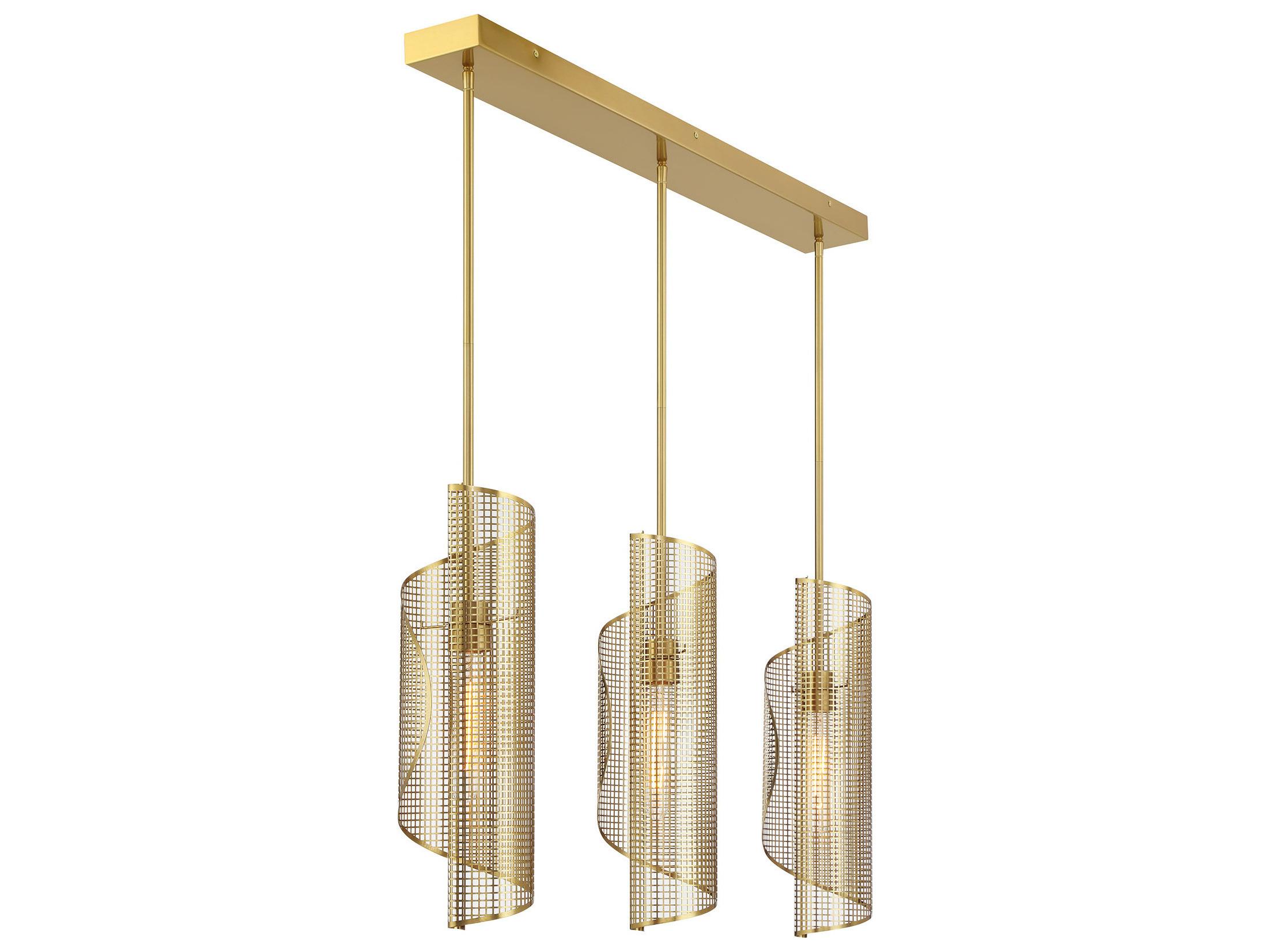Savoy House Hillbourne 3-Light Warm Brass Island Pendant