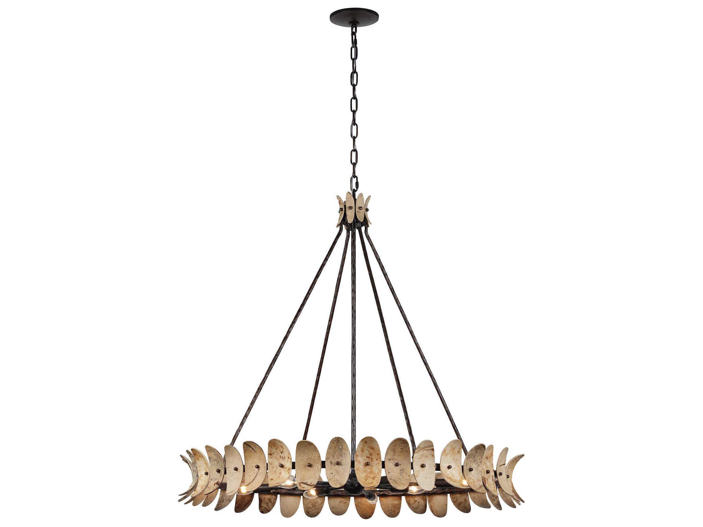 Savoy House Monarch 8-Light Champagne Mist Coconut Shell Brown Round Chandelier