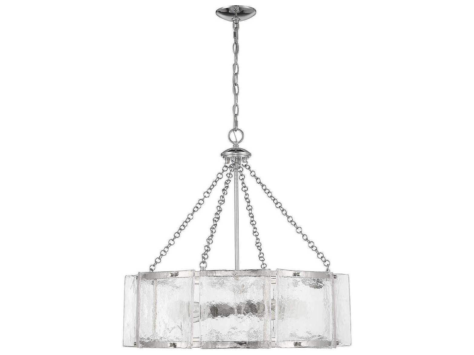 Savoy House Genry 5-Light Polished Nickel Chrome Glass Pendant