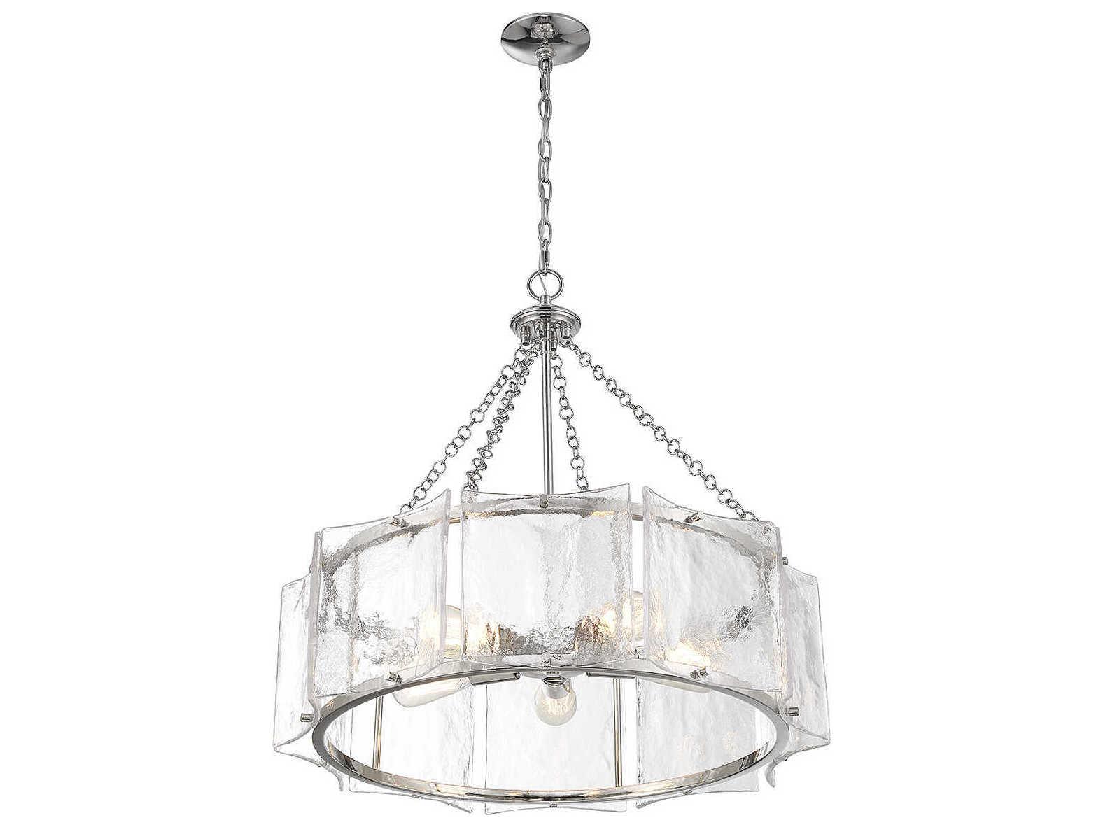 Savoy House Genry 5-Light Polished Nickel Chrome Glass Pendant