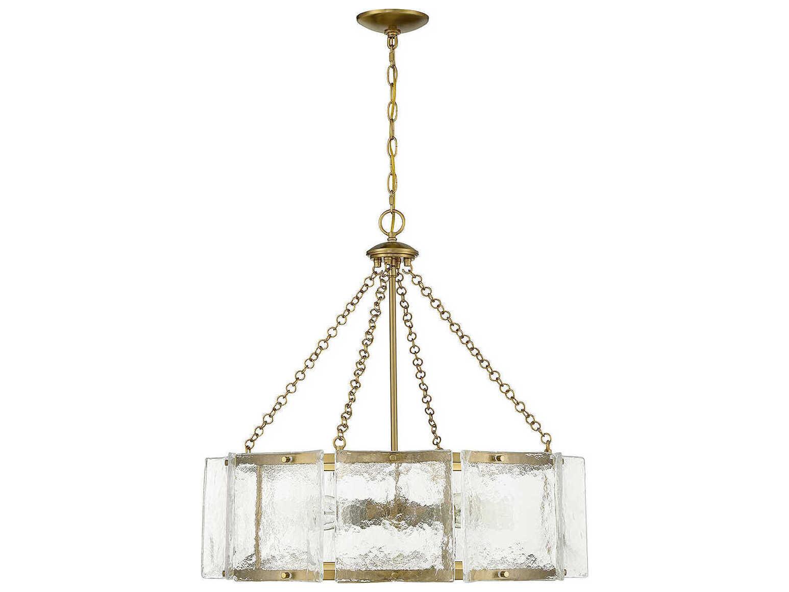 Savoy House Genry 5-Light Warm Brass Glass Pendant