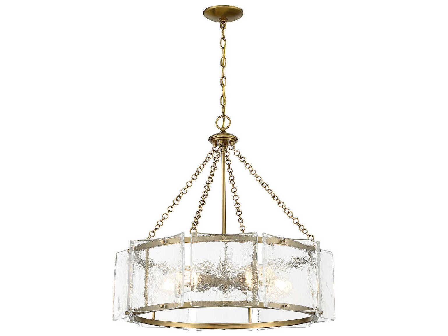 Savoy House Genry 5-Light Warm Brass Glass Pendant
