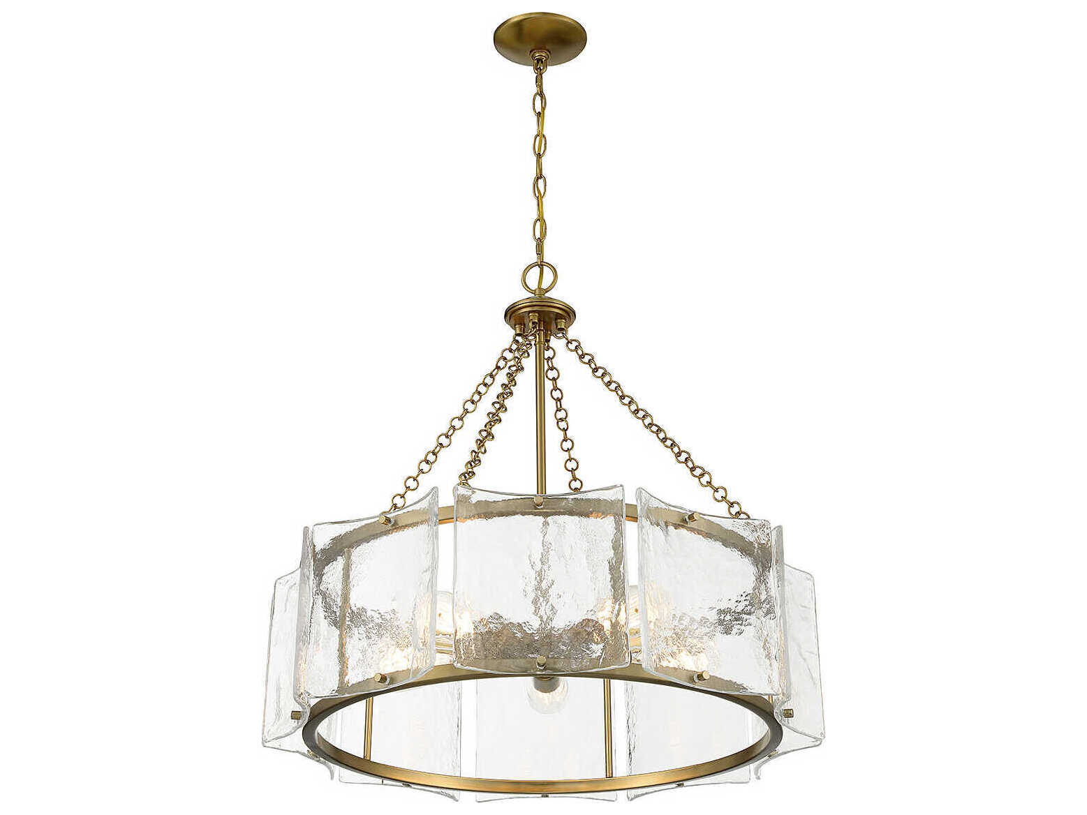 Savoy House Genry 5-Light Warm Brass Glass Pendant