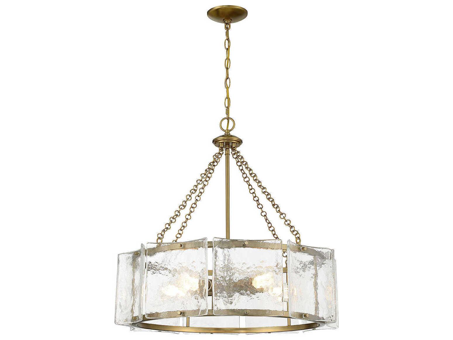 Savoy House Genry 5-Light Warm Brass Glass Pendant