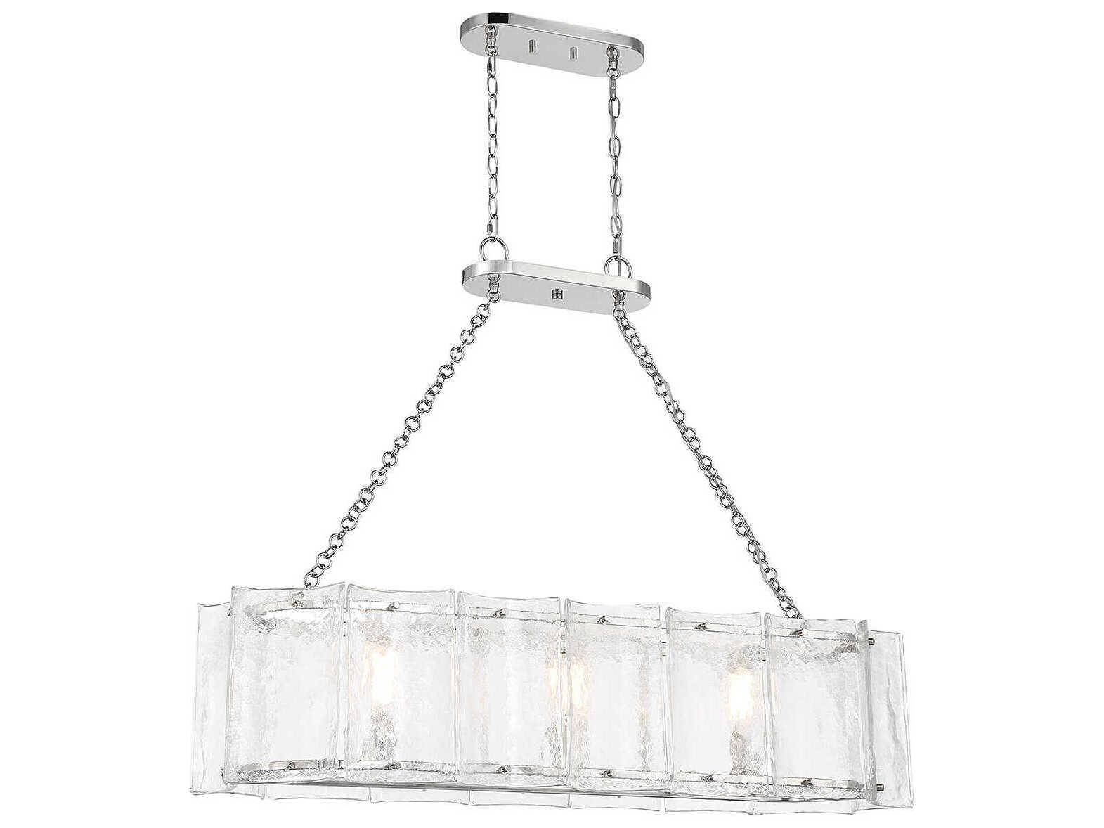 Savoy House Genry 3-Light Polished Nickel Chrome Glass Linear Island Pendant