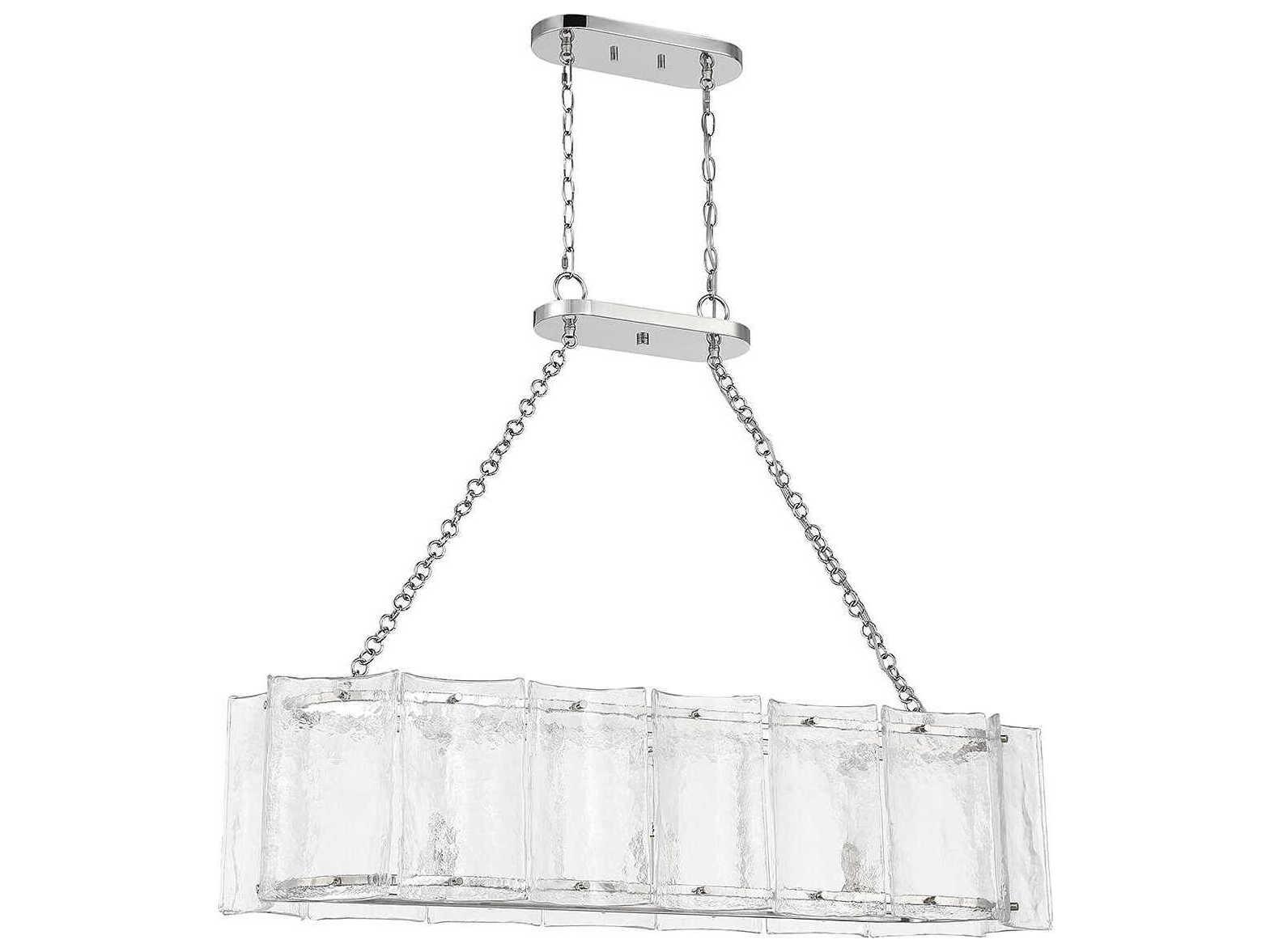 Savoy House Genry 3-Light Polished Nickel Chrome Glass Linear Island Pendant