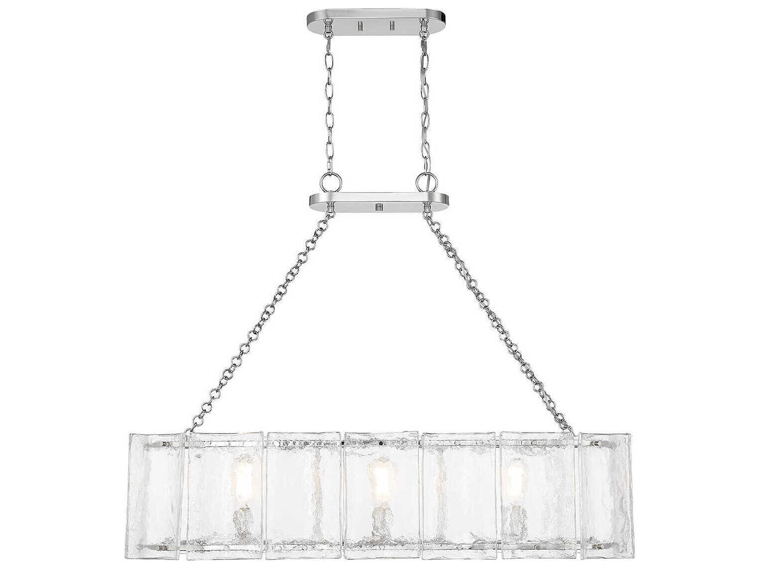 Savoy House Genry 3-Light Polished Nickel Chrome Glass Linear Island Pendant
