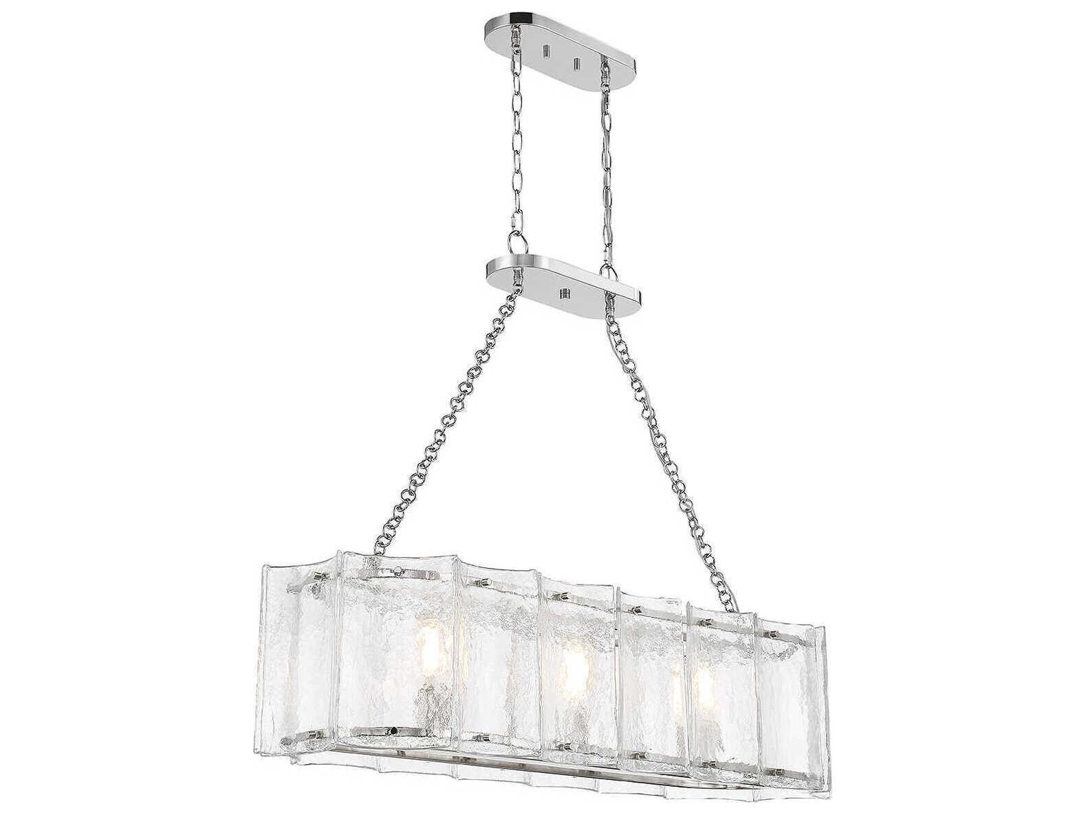 Savoy House Genry 3-Light Polished Nickel Chrome Glass Linear Island Pendant