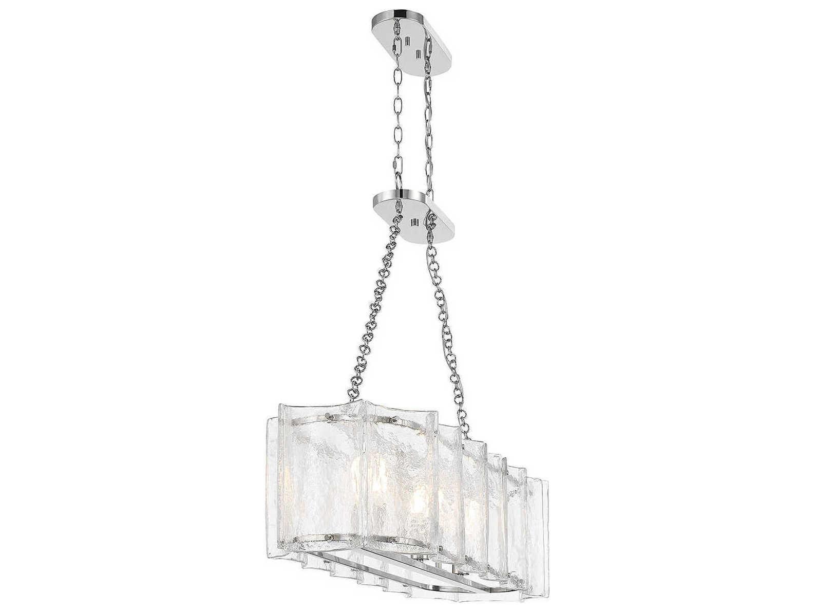 Savoy House Genry 3-Light Polished Nickel Chrome Glass Linear Island Pendant