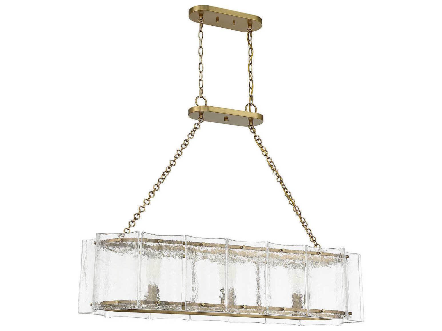 Savoy House Genry 3-Light Warm Brass Glass Linear Island Pendant