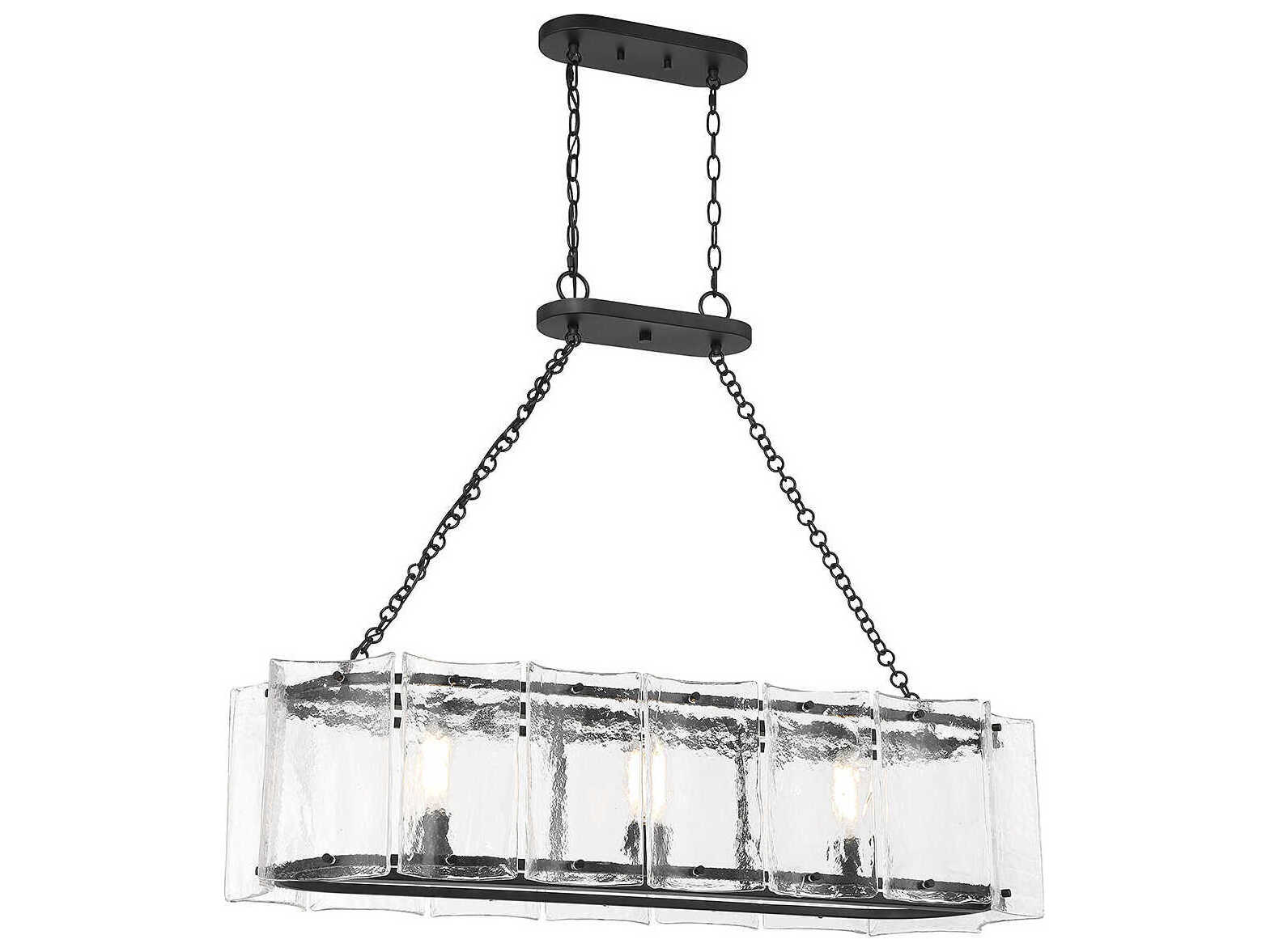 Savoy House Genry 3-Light Matte Black Glass Linear Island Pendant