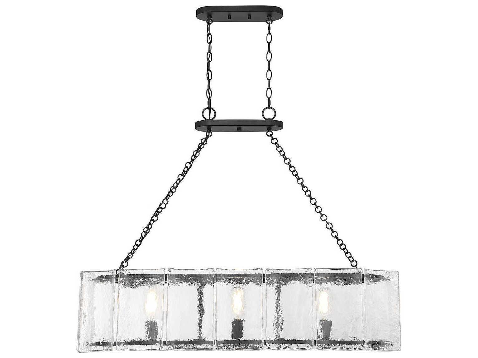 Savoy House Genry 3-Light Matte Black Glass Linear Island Pendant