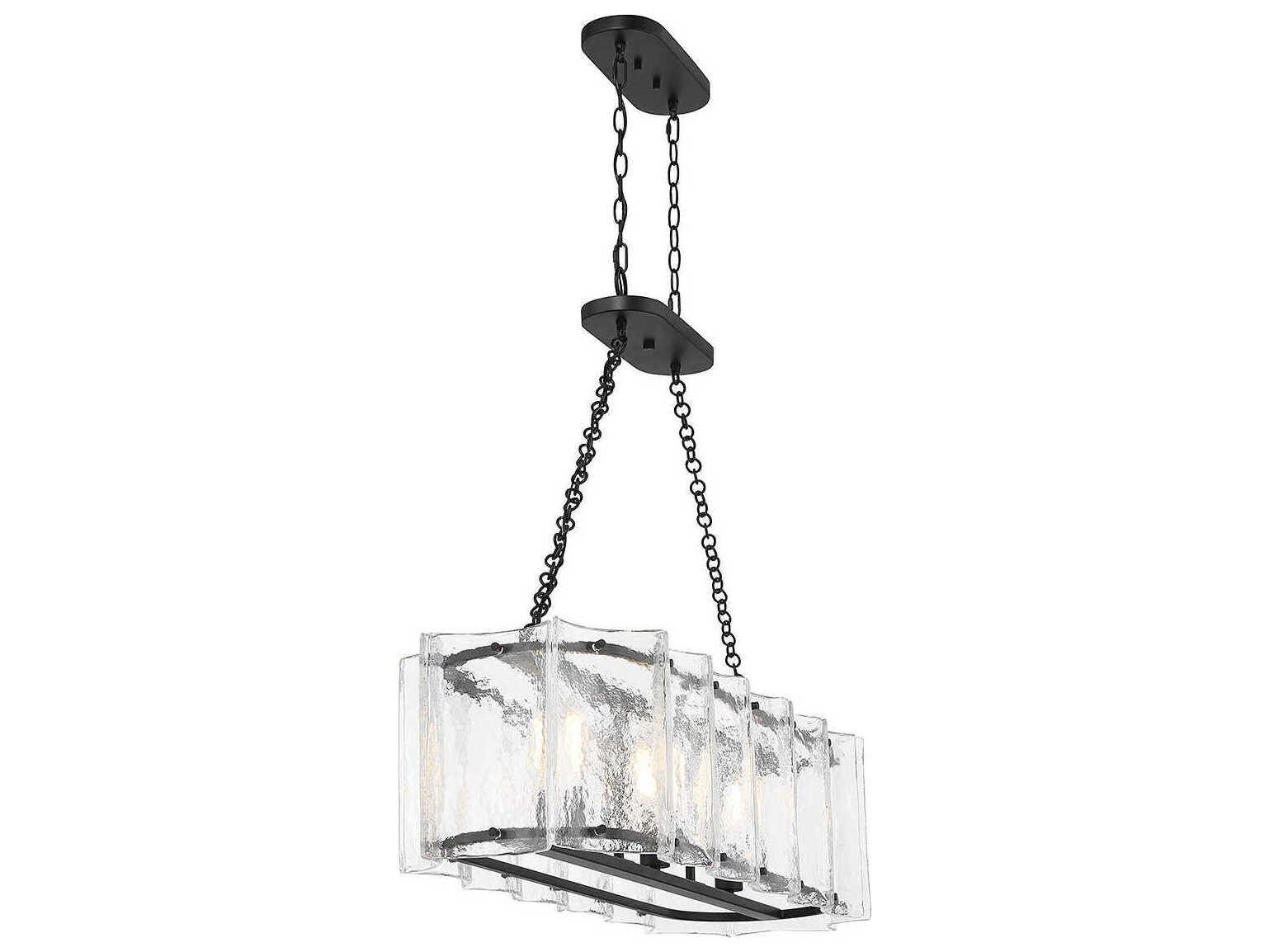 Savoy House Genry 3-Light Matte Black Glass Linear Island Pendant
