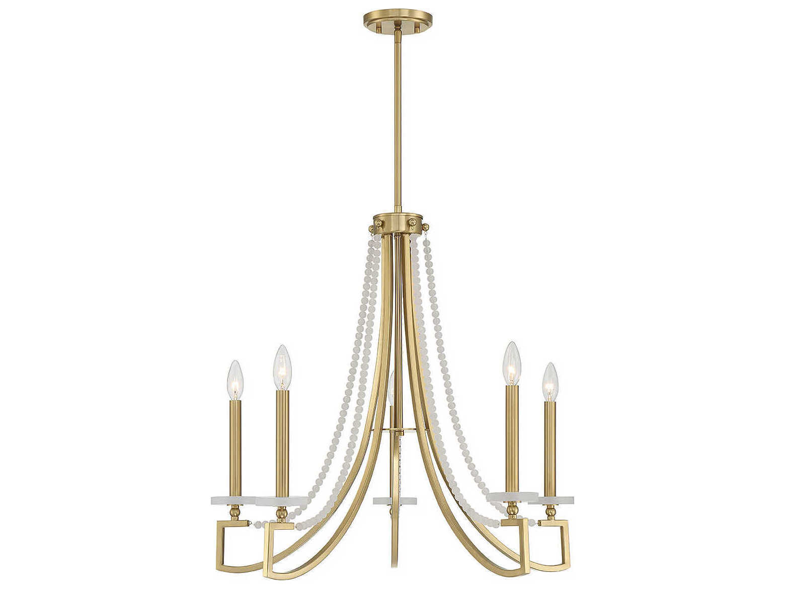 Savoy House Helen 5-Light Warm Brass Glass Candelabra Chandelier