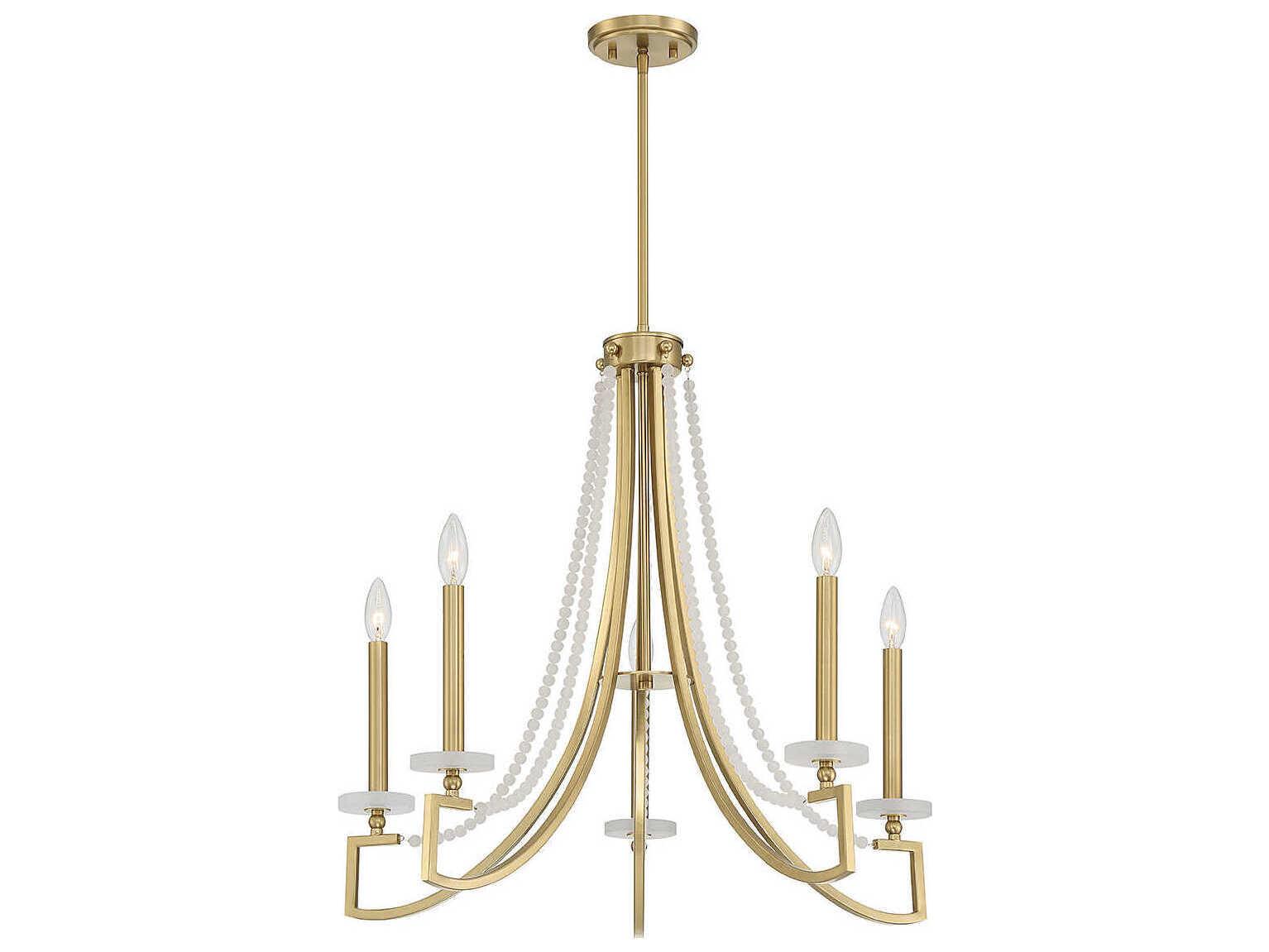 Savoy House Helen 5-Light Warm Brass Glass Candelabra Chandelier
