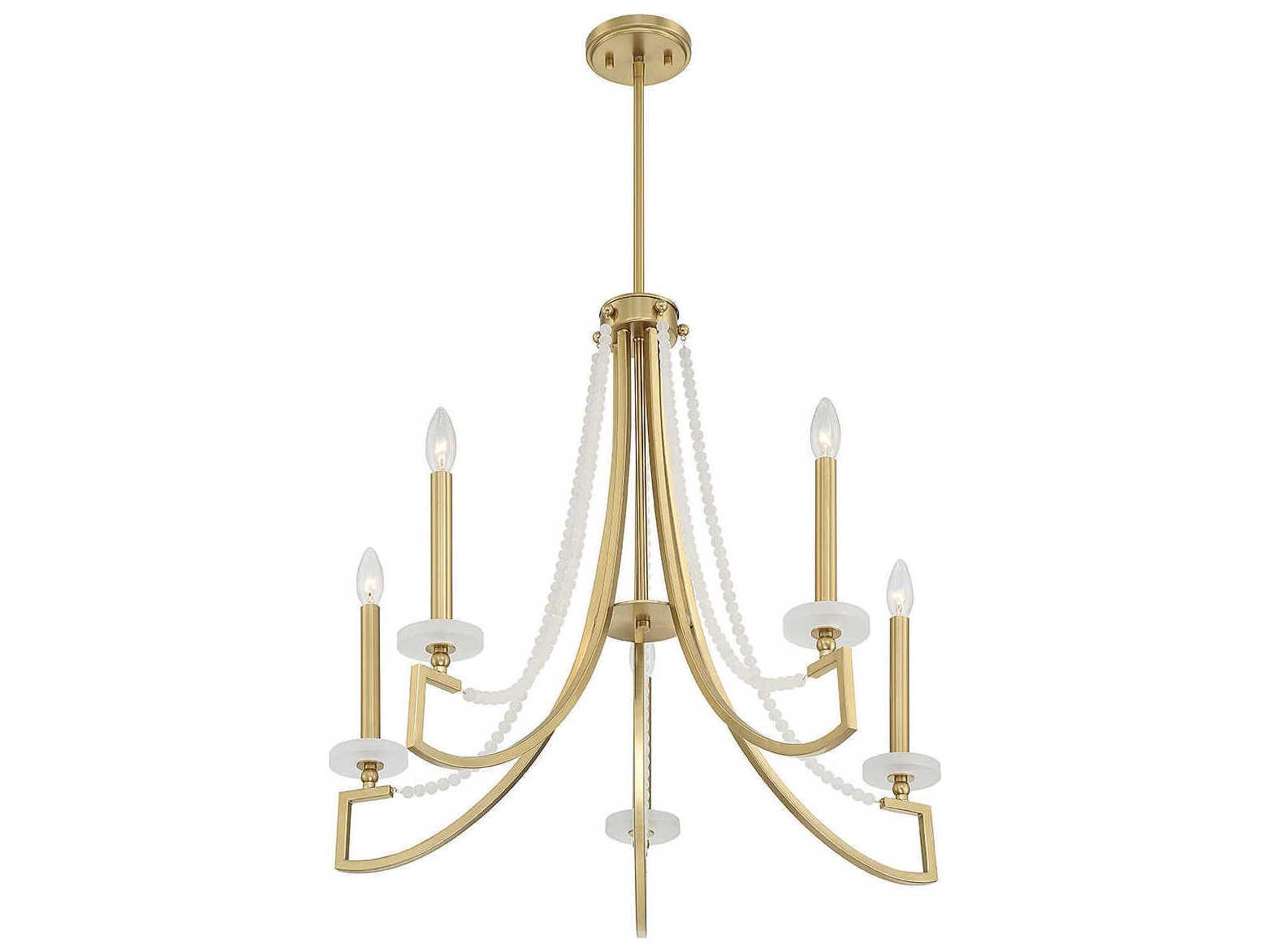 Savoy House Helen 5-Light Warm Brass Glass Candelabra Chandelier