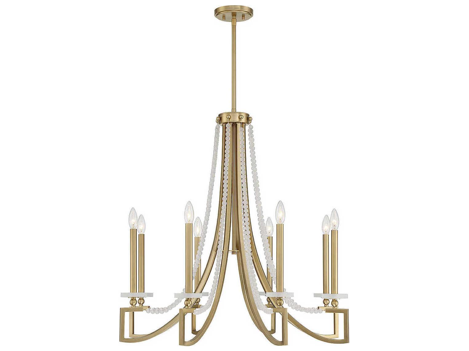 Savoy House Helen 8-Light Warm Brass Glass Candelabra Chandelier