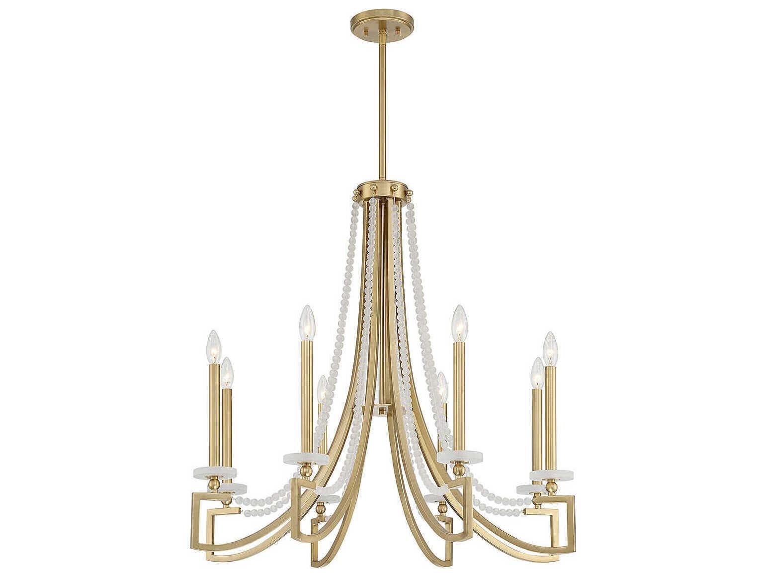 Savoy House Helen 8-Light Warm Brass Glass Candelabra Chandelier