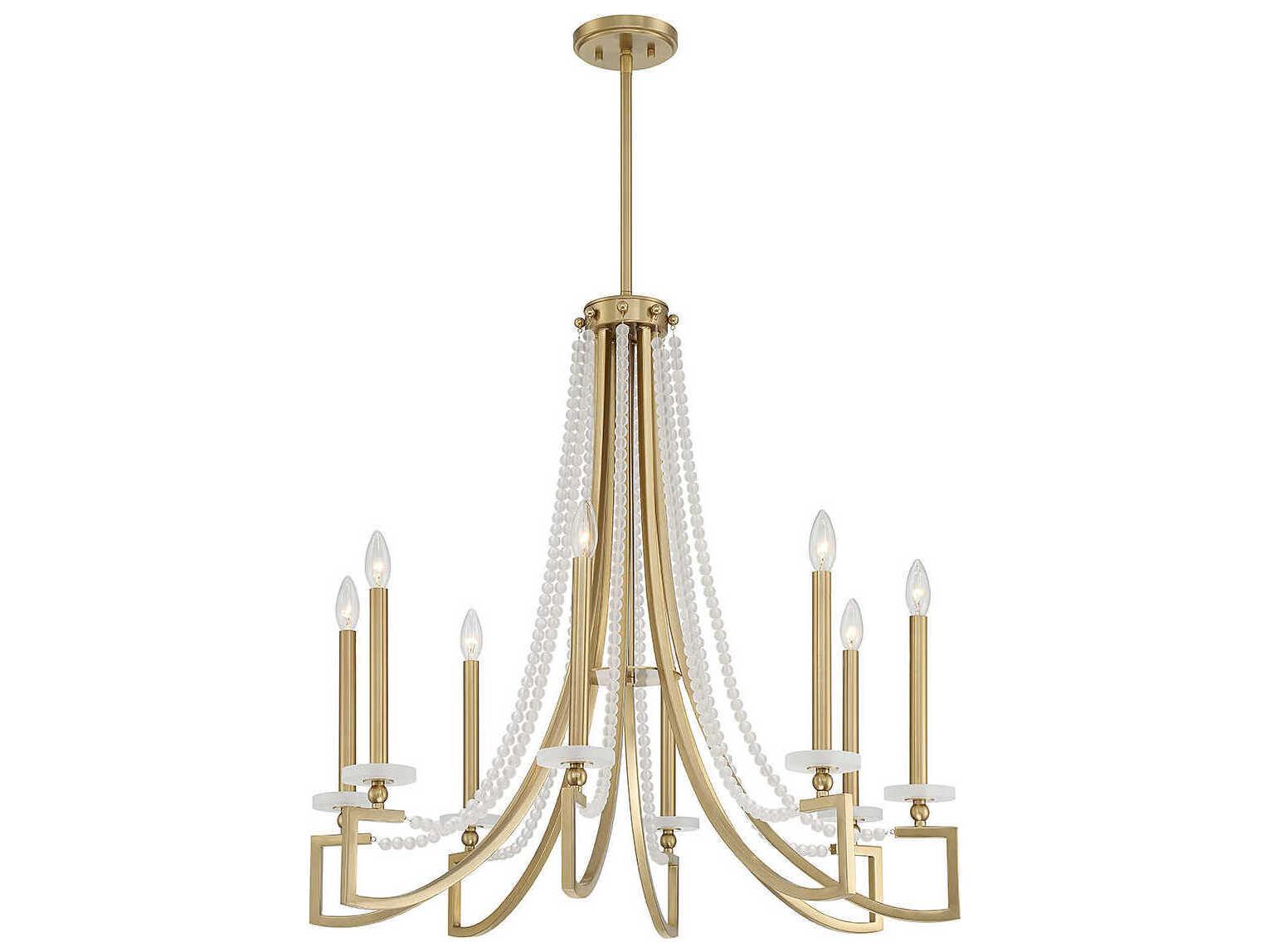 Savoy House Helen 8-Light Warm Brass Glass Candelabra Chandelier