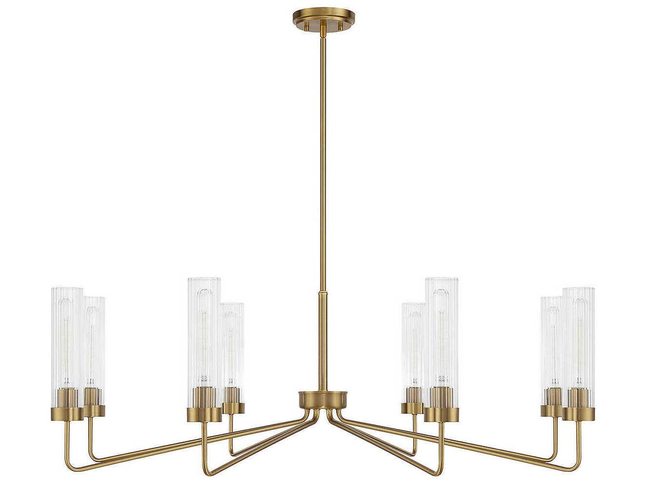 Savoy House Baker 8-Light Warm Brass Glass Cylinder Chandelier