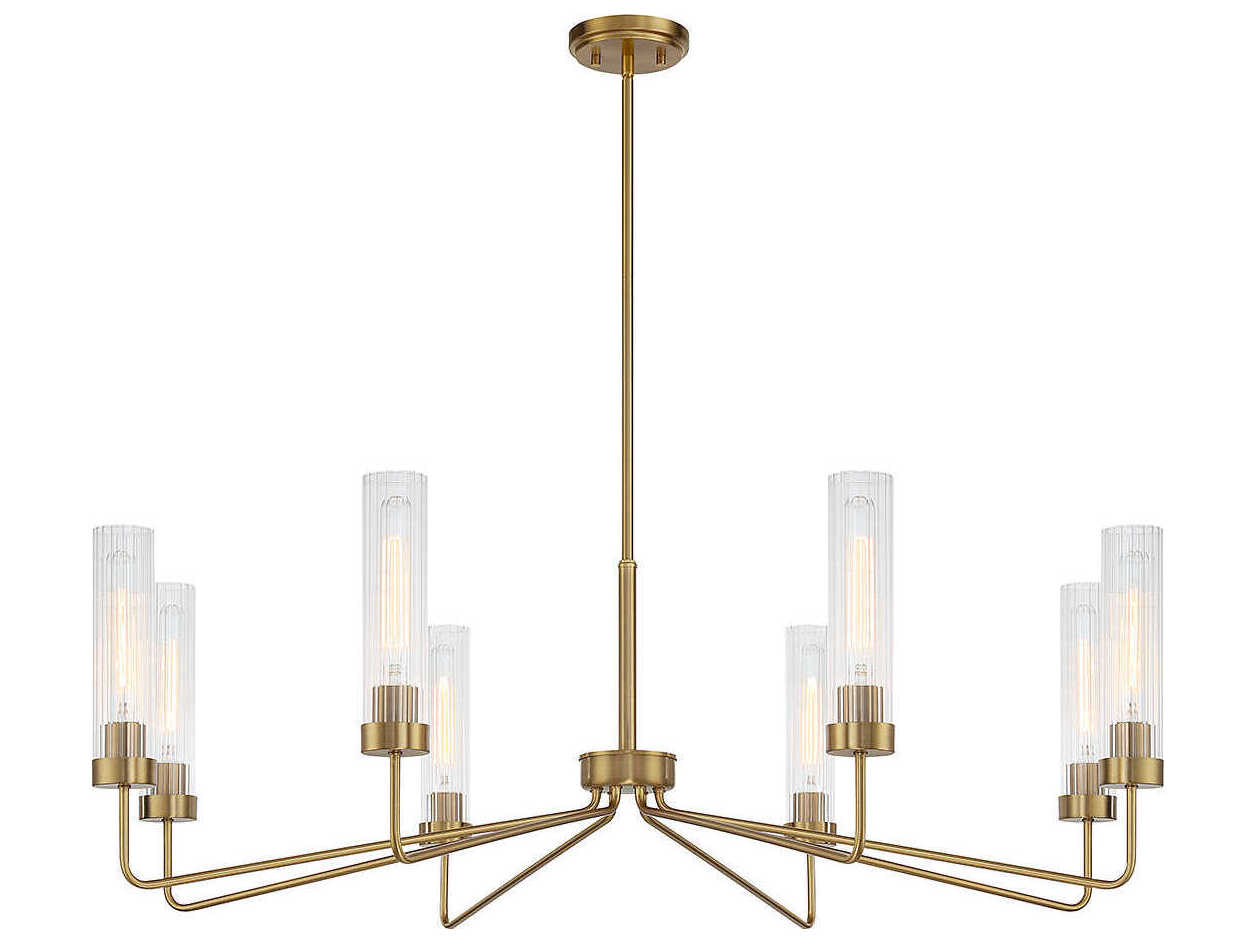 Savoy House Baker 8-Light Warm Brass Glass Cylinder Chandelier
