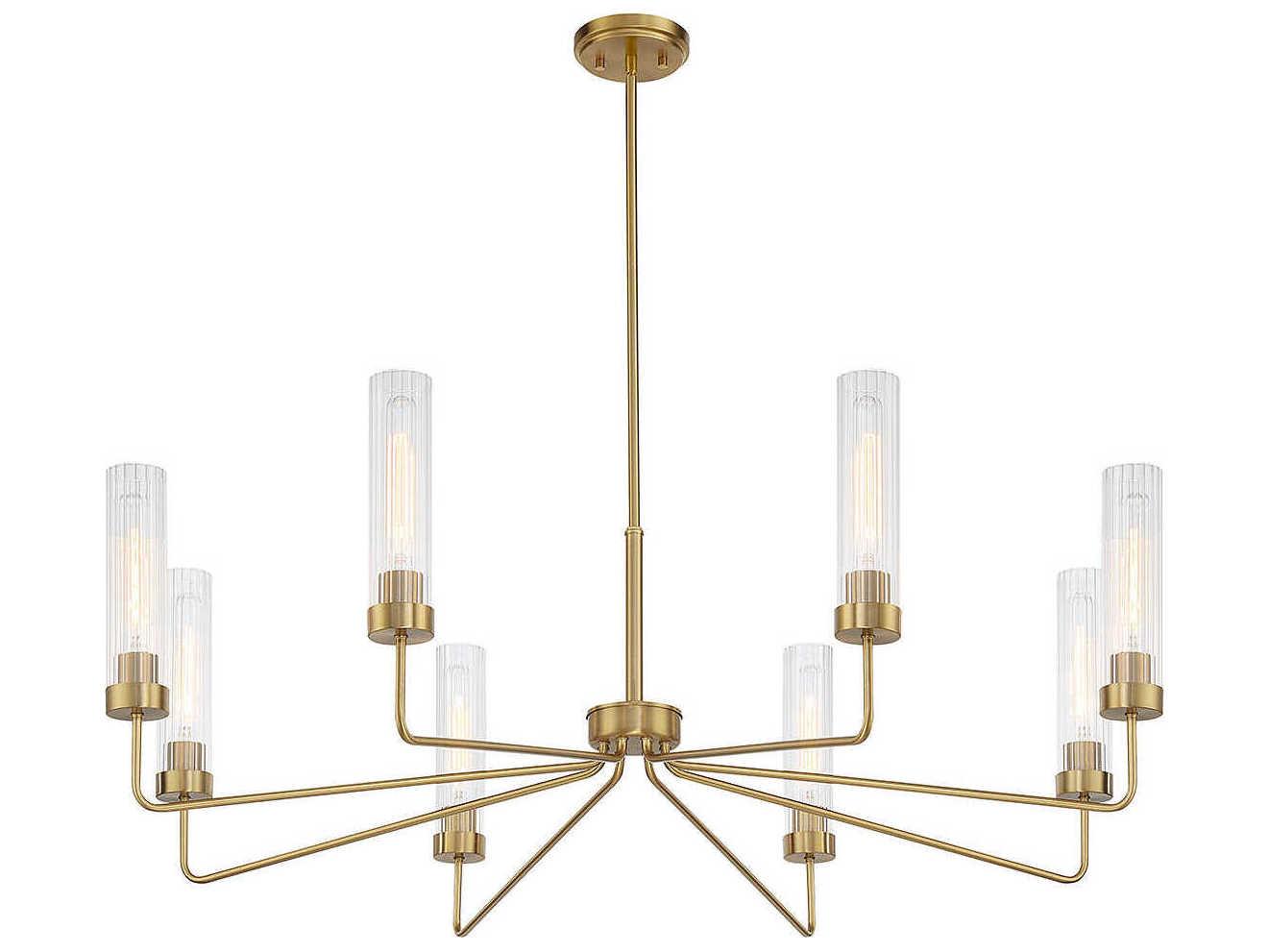 Savoy House Baker 8-Light Warm Brass Glass Cylinder Chandelier