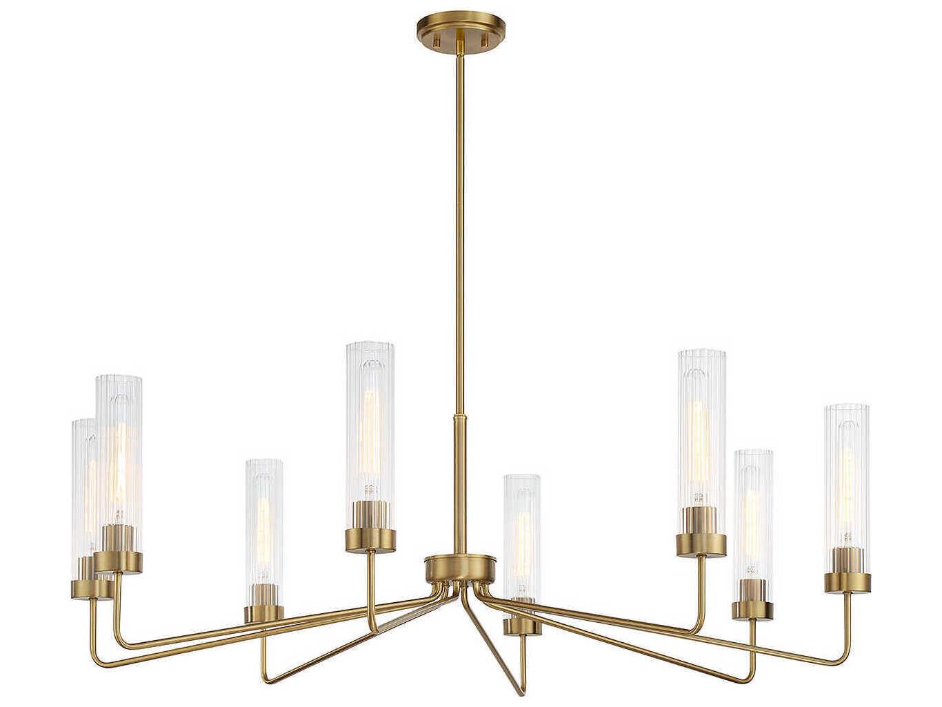 Savoy House Baker 8-Light Warm Brass Glass Cylinder Chandelier