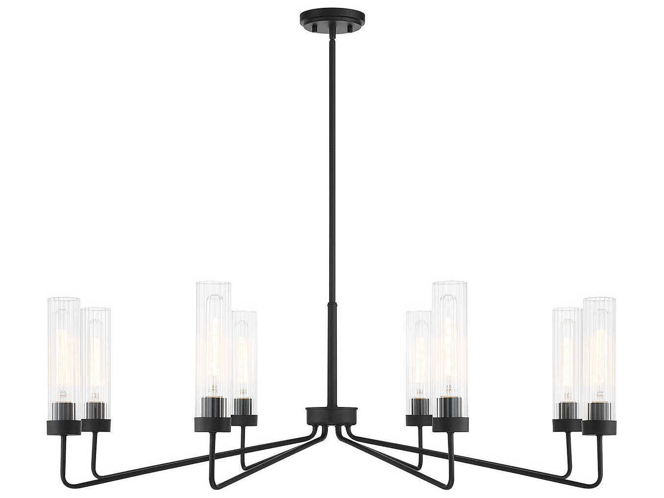 Savoy House Baker 8-Light Matte Black Glass Cylinder Chandelier