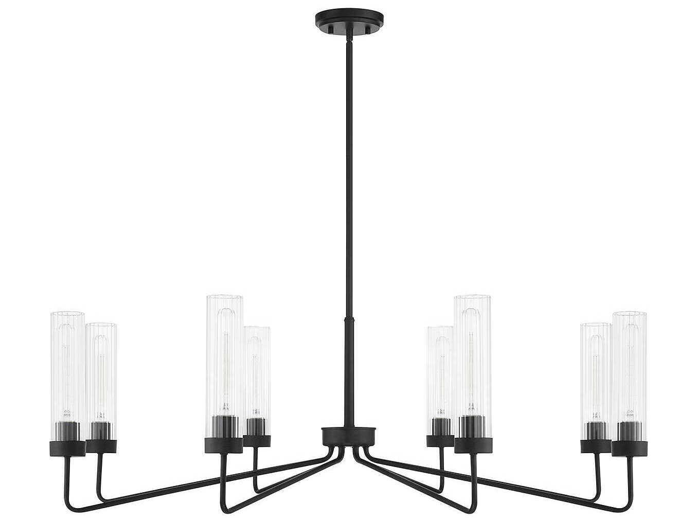 Savoy House Baker 8-Light Matte Black Glass Cylinder Chandelier