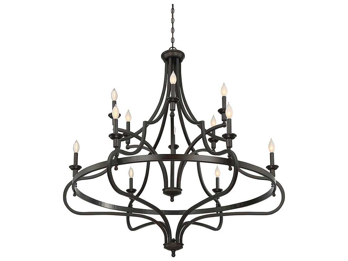 Savoy House Shields 12-Light English Bronze Candelabra Tiered Chandelier