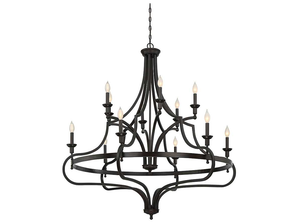 Savoy House Shields 12-Light English Bronze Candelabra Tiered Chandelier