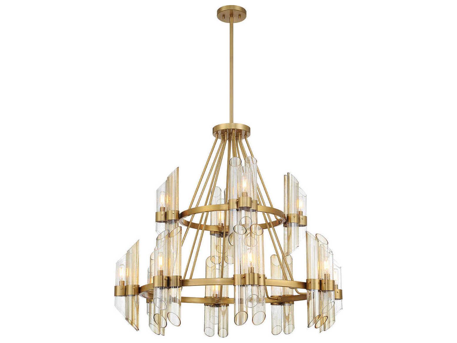 Savoy House Biltmore 12-Light Warm Brass Cylinder Chandelier