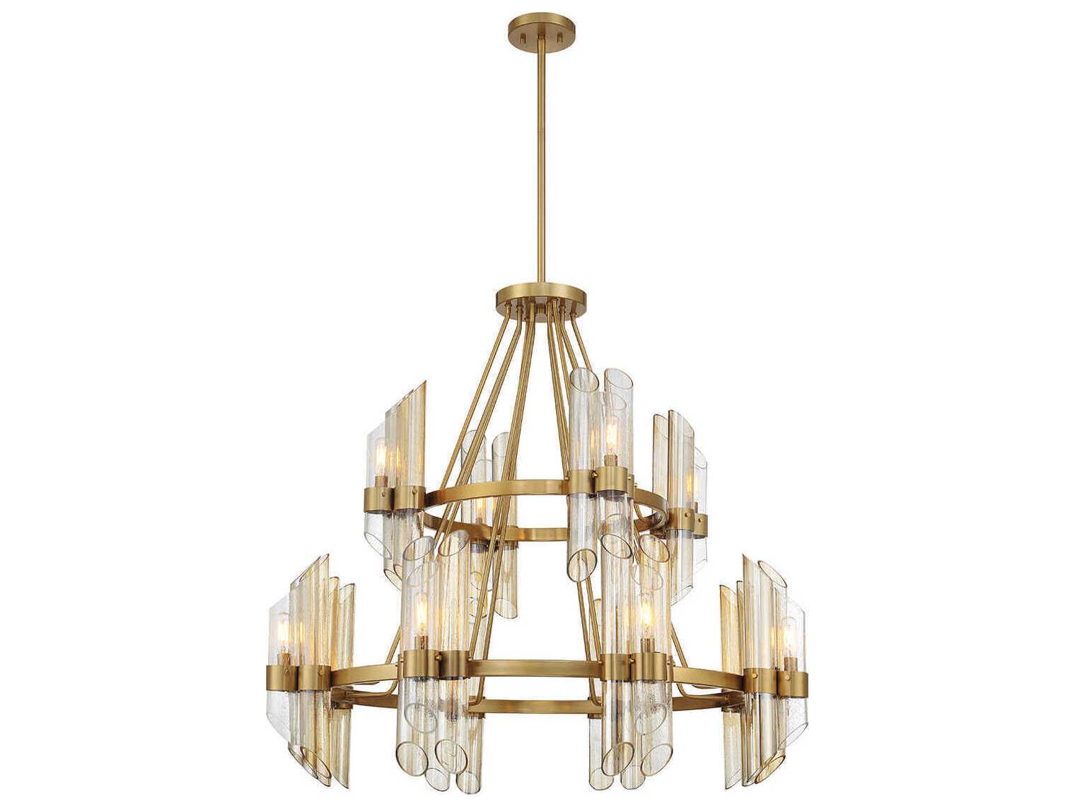Savoy House Biltmore 12-Light Warm Brass Cylinder Chandelier