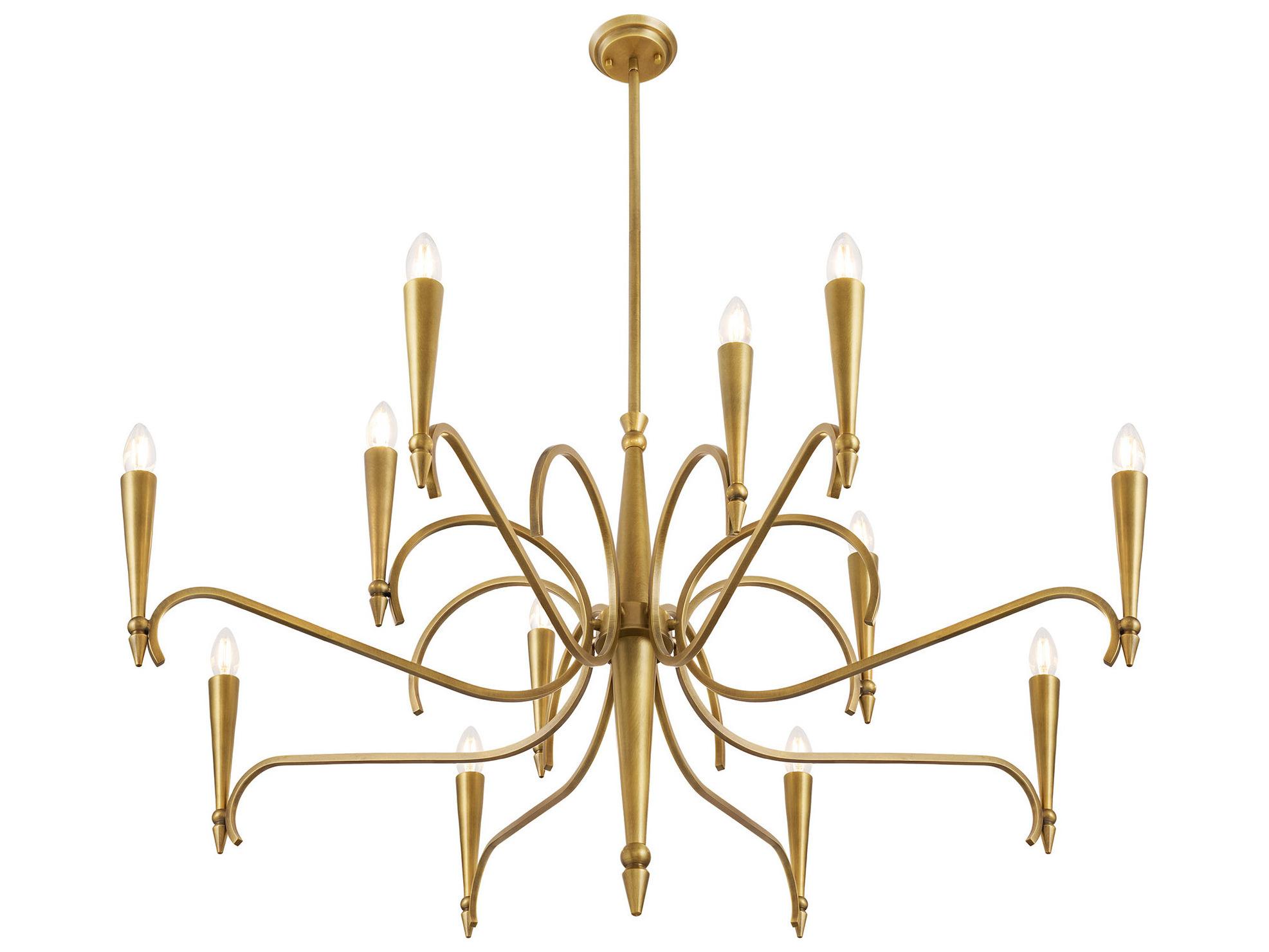 Savoy House Tremont 12-Light Riviera Brass Candelabra Chandelier